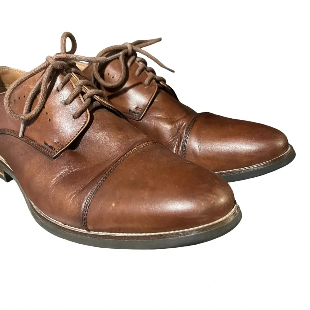 Florsheim UPTOWN 15166-221 Cognac‎ Leather Cap Toe Oxford Dress Shoes Size 8.5